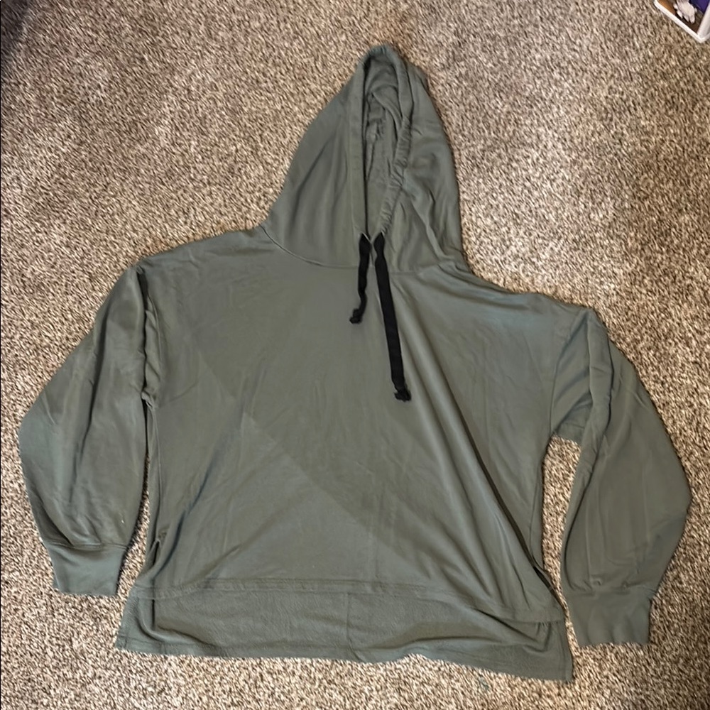 Found LA Green Knit Hooded Sweatshirt with Black Drawstrings LG